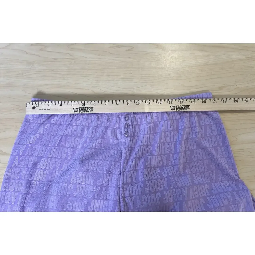 Juicy Couture NWT Women’s Sleep Purple Block Embossed Shirt & Pants Pajamas XL